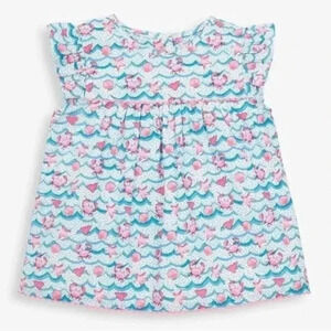 JoJo Maman Bebe Girls' Wave Print Blouse 18-24 months
